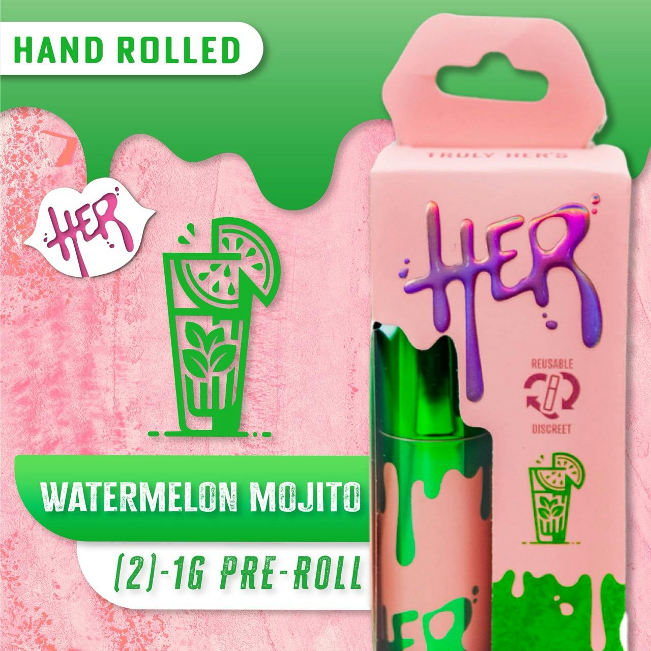 Her - 2pk Prerolls - (2g) - **WATERMELON MOJITO** (2/$35)