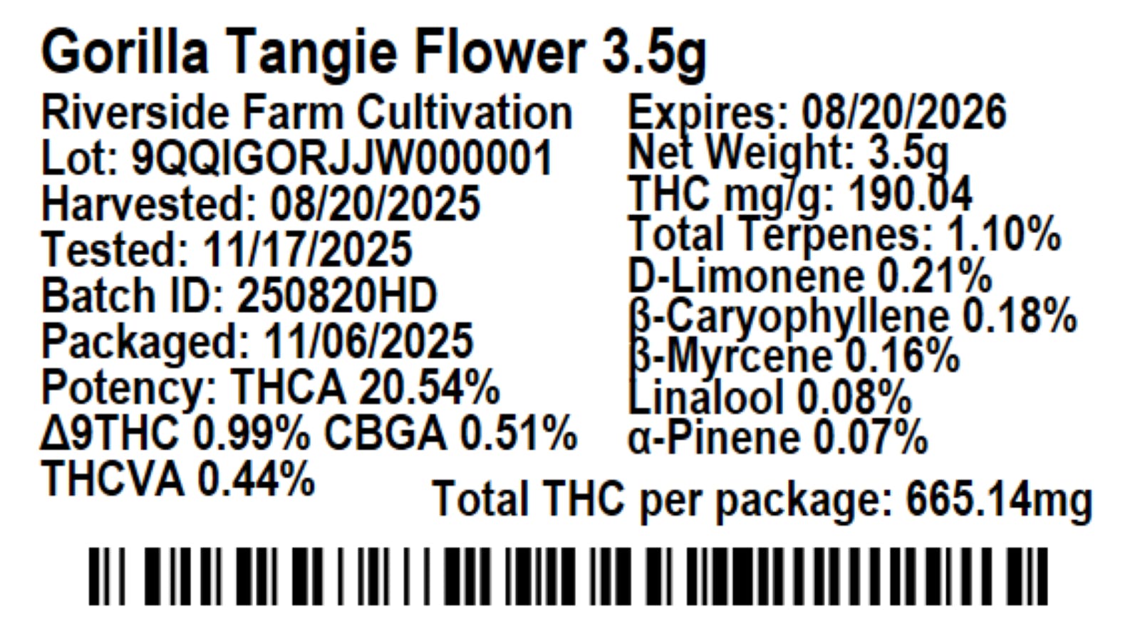 Gorilla Tangie Whole Flower