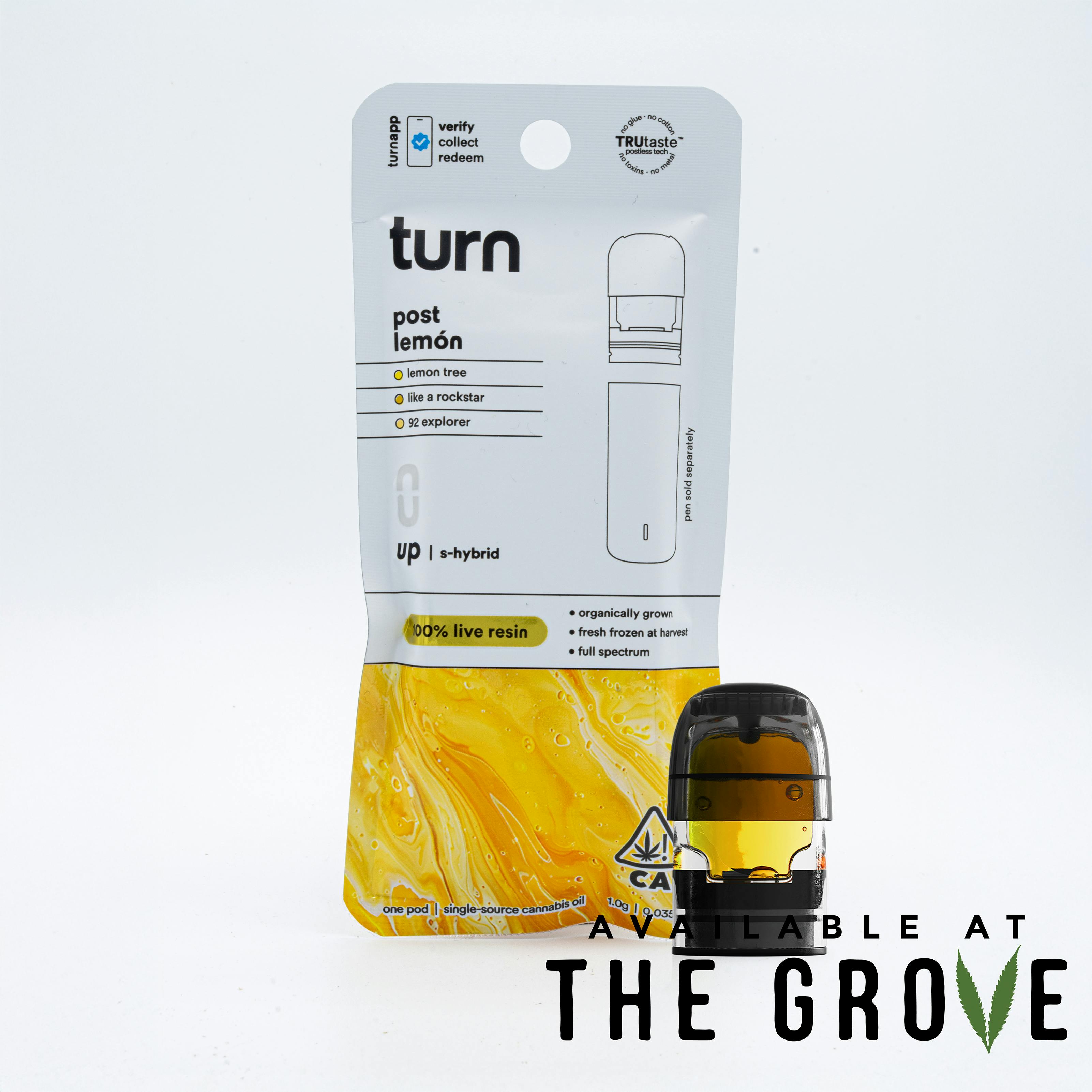 turn | 1.0g AIO | post lemón | 100% live resin | up | | The Grove