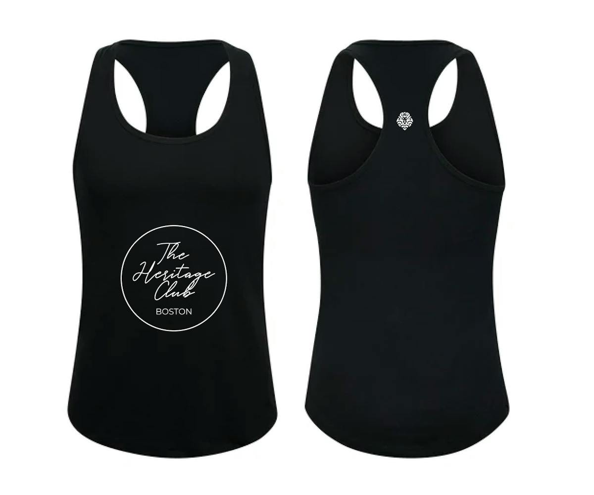 Photo of Women’s Perfect Tri Racerback Tank (Big Circle) – Black – L – The Heritage Club
