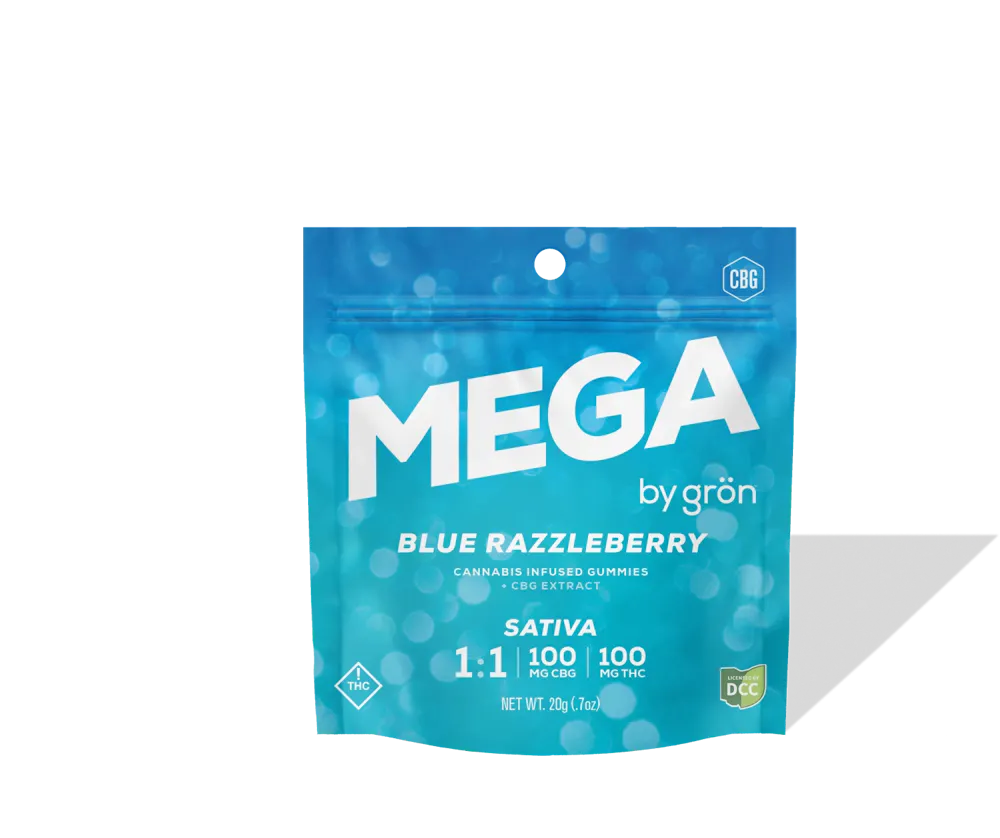 Product Mega - Blue Razzleberry - 100mg THC - 100mg CBG