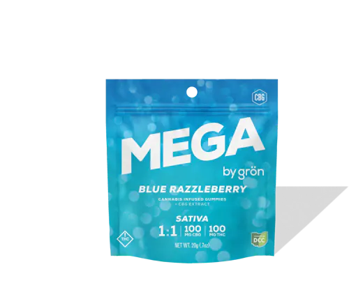 Gron | 1:1 CBG Blue Razzleberry Mega Pearl | 2pack | 100mg | Sativa-active