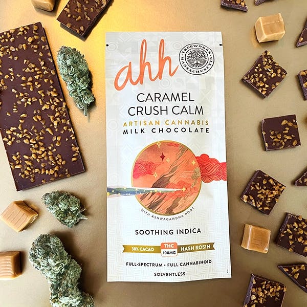 Product: Ahh | Caramel Crush Calm | Milk Chocolate Hash Rosin Bar - 100mg