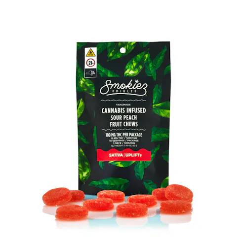Smokiez Sour Peach Fruit Chews 10mg 10pk-1