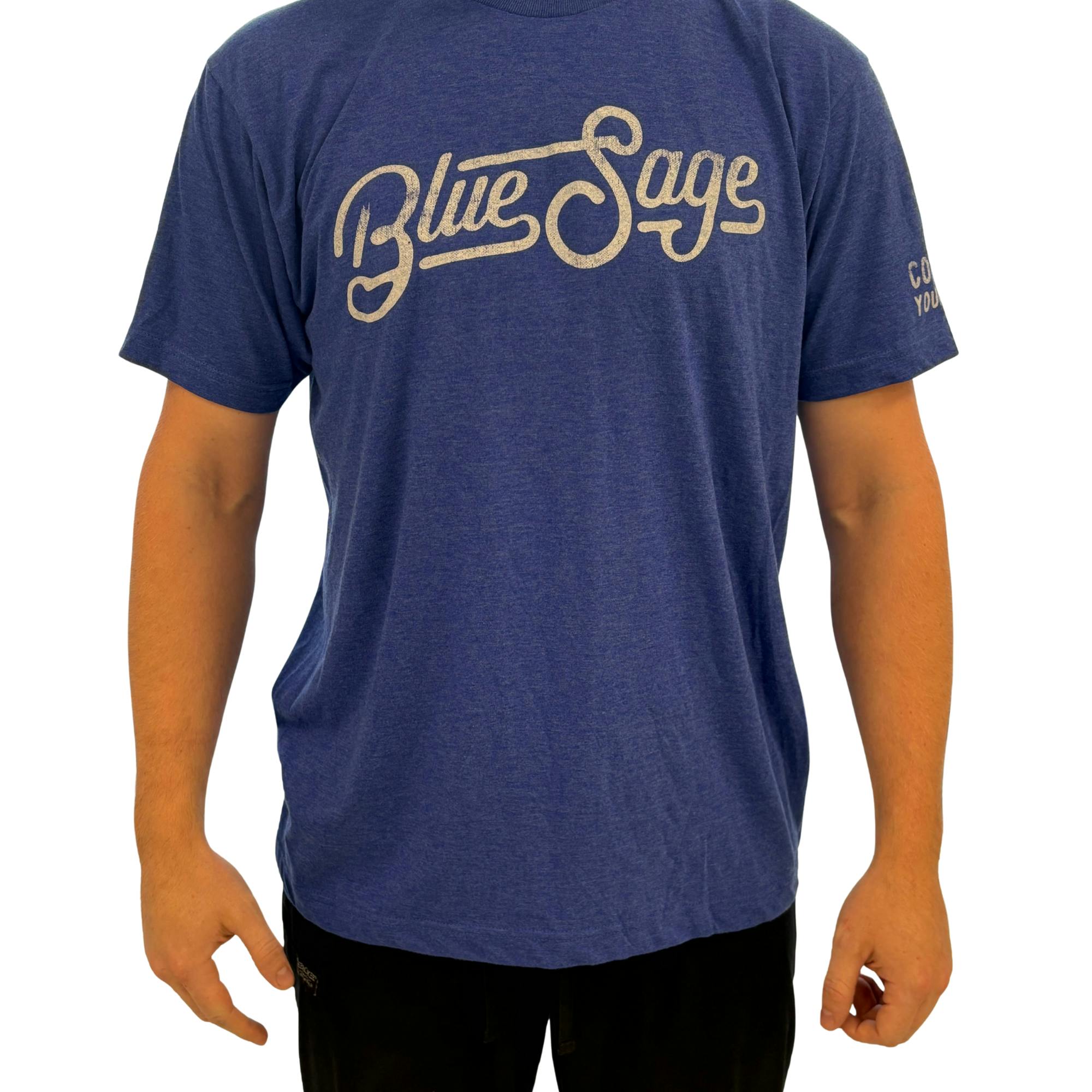 Blue Sage - Short Sleeve T-Shirt - Blue - 3XL | Blue Sage Cannabis 