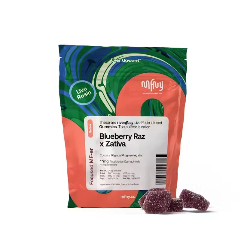 Product MMFNY - Blueberry Raz x Zativa - 100mg - Live Resin Gummies