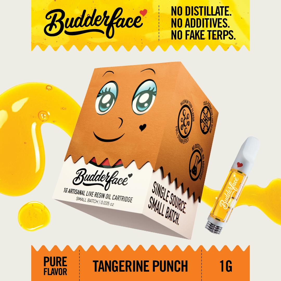 BUDDERFACE | Tangerine Punch | 1G | Artisanal Live Resin 510 Disposable Cart