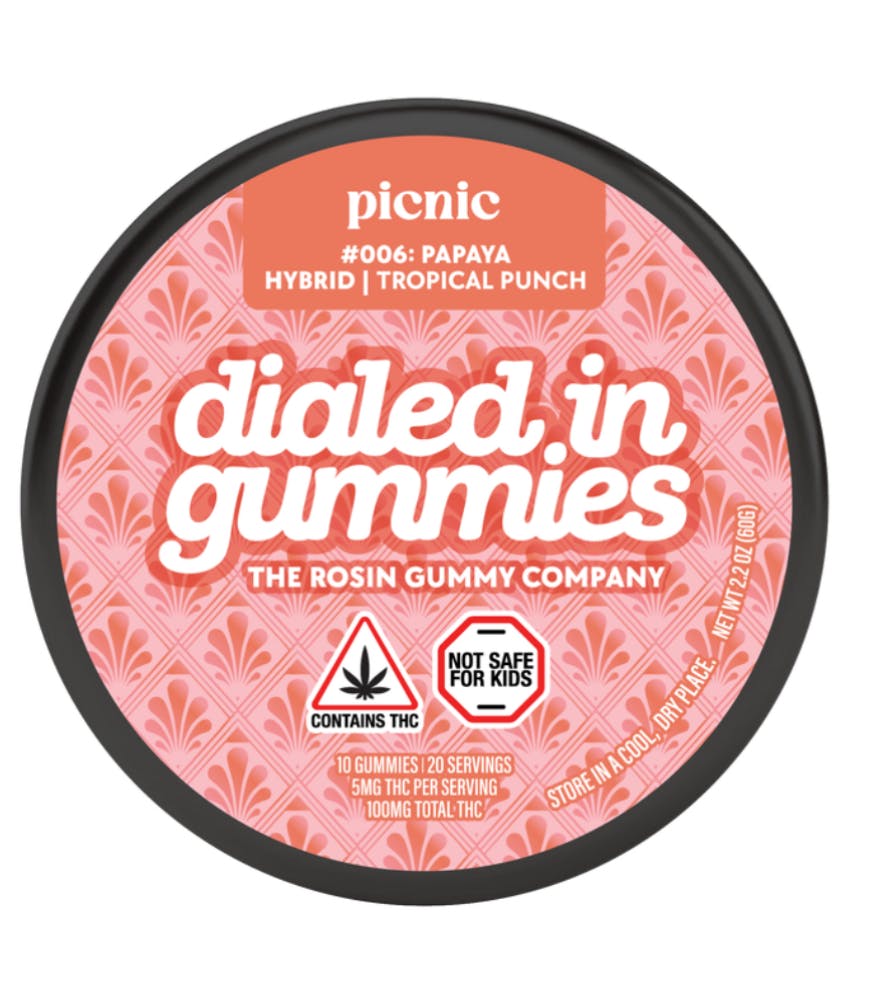 Product Dialed In Limited | Tropical Punch x Picnic | Rosin Gummies | 100mg