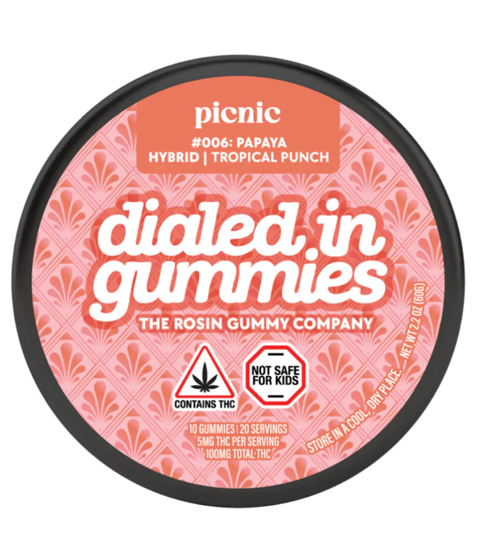 Product Dialed In Limited | Tropical Punch x Picnic | Rosin Gummies | 100mg