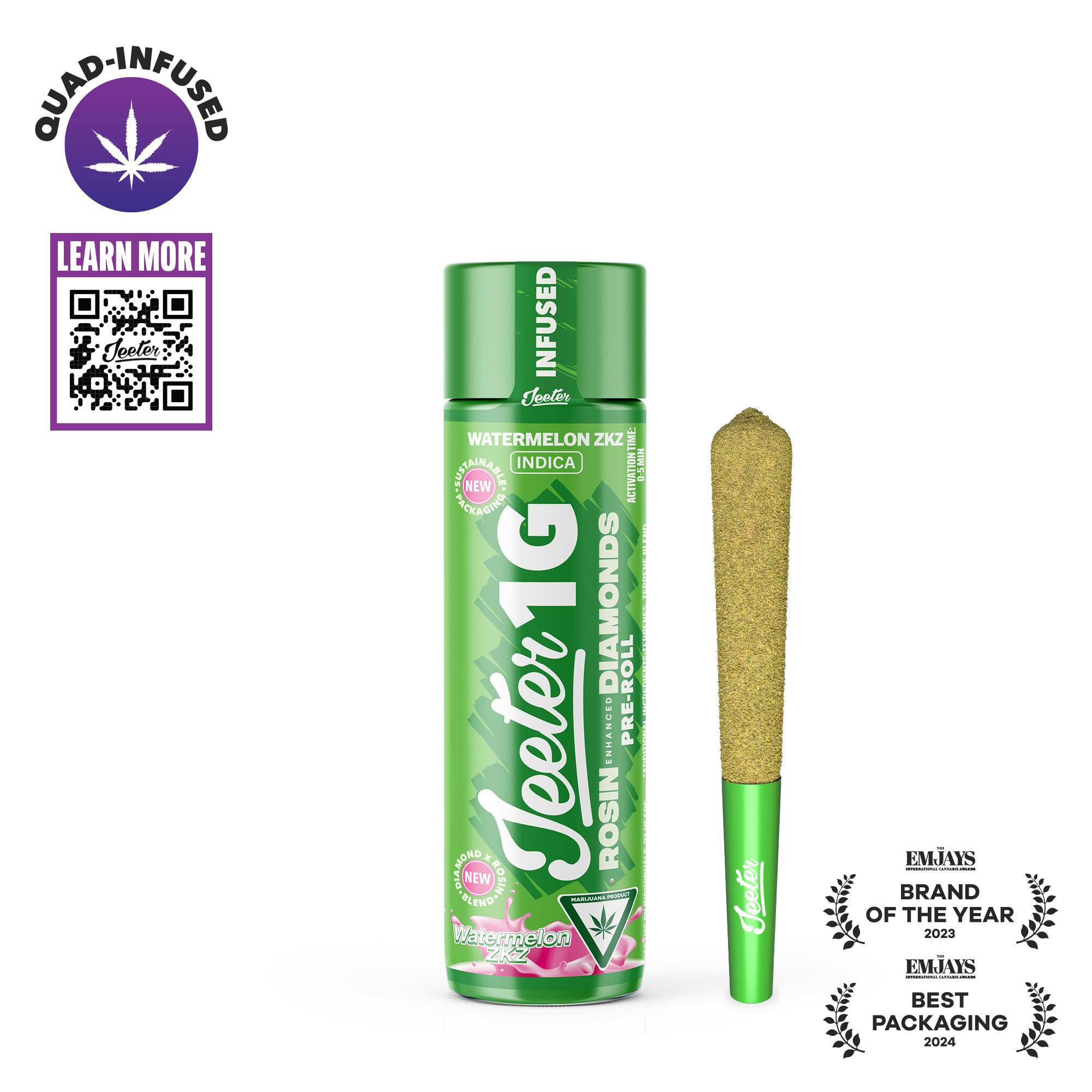 Jeeter - 1g Quad Infused Preroll - Watermelon ZKZ