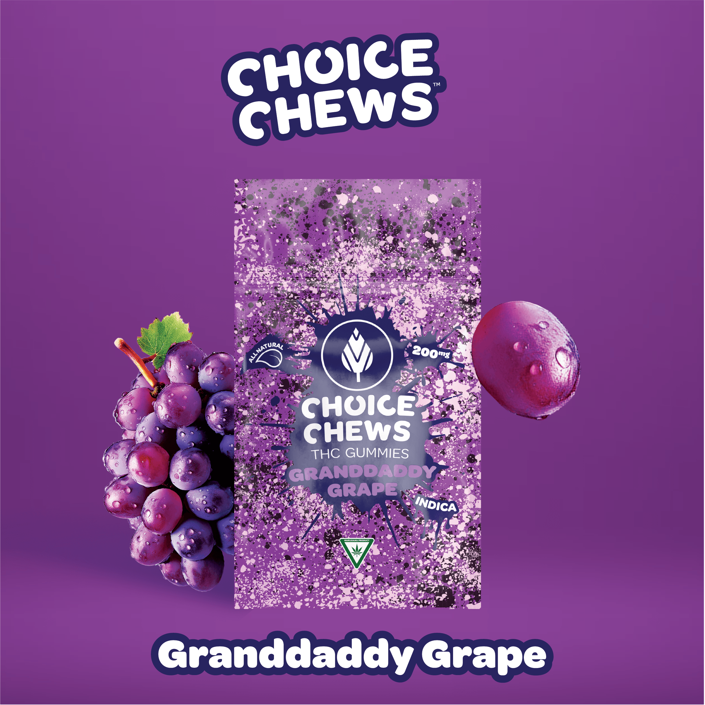 Product: Choice Chews | Granddaddy Grape 200mg Gummies