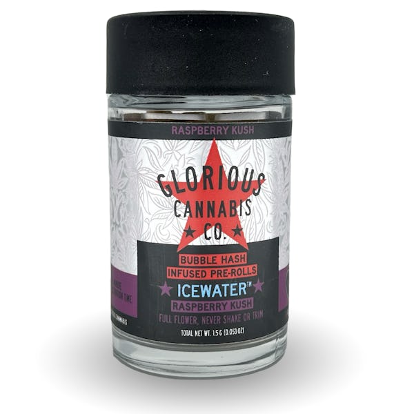 Product: Glorious Cannabis Co. | Raspberry Kush Icewater Bubble Hash Infused Pre-Roll 3pk | 1.5g*