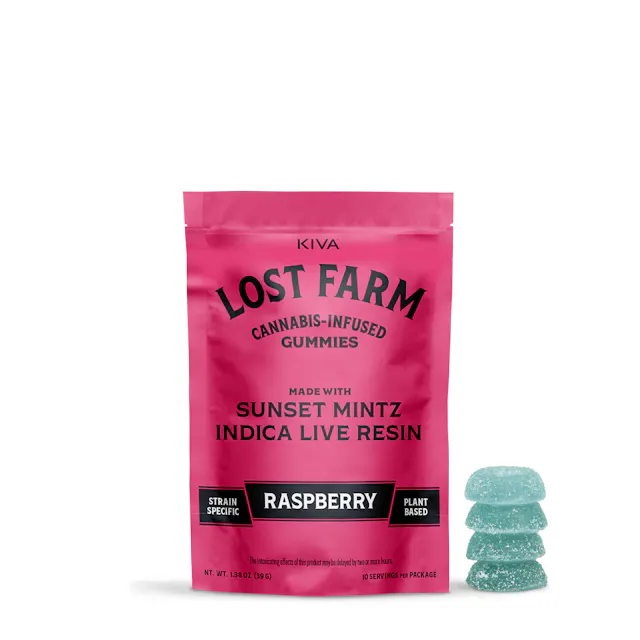 Lost Farm Gummies Raspberry x Sunset Mintz 10pk/100mg (indica, 2.8g)