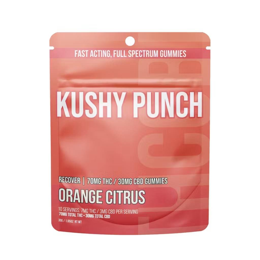 Kushy Punch - 70mg THC : 30mg CBD Gummies - Orange Citrus