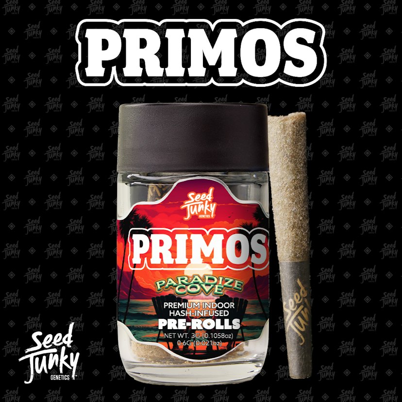 Seed Junky - Primos Paradise Cove Bubble Hash Infused Pre-Rolls x 5 Pack