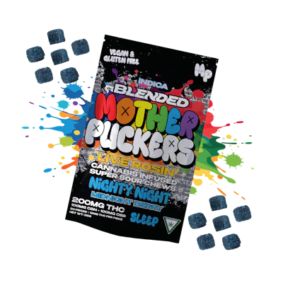 Mother Puckers - 200mg THC : 100mg CBN : 100mg CBD Live Rosin Gummies - Nighty Night (Midnight Berry)