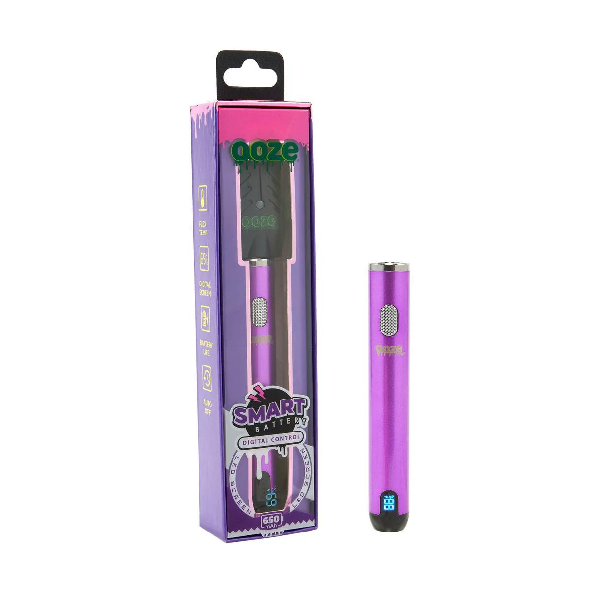 Ooze Smart Battery Digital Control 650mAh 510 Battery with LED Screen Ultra Purple