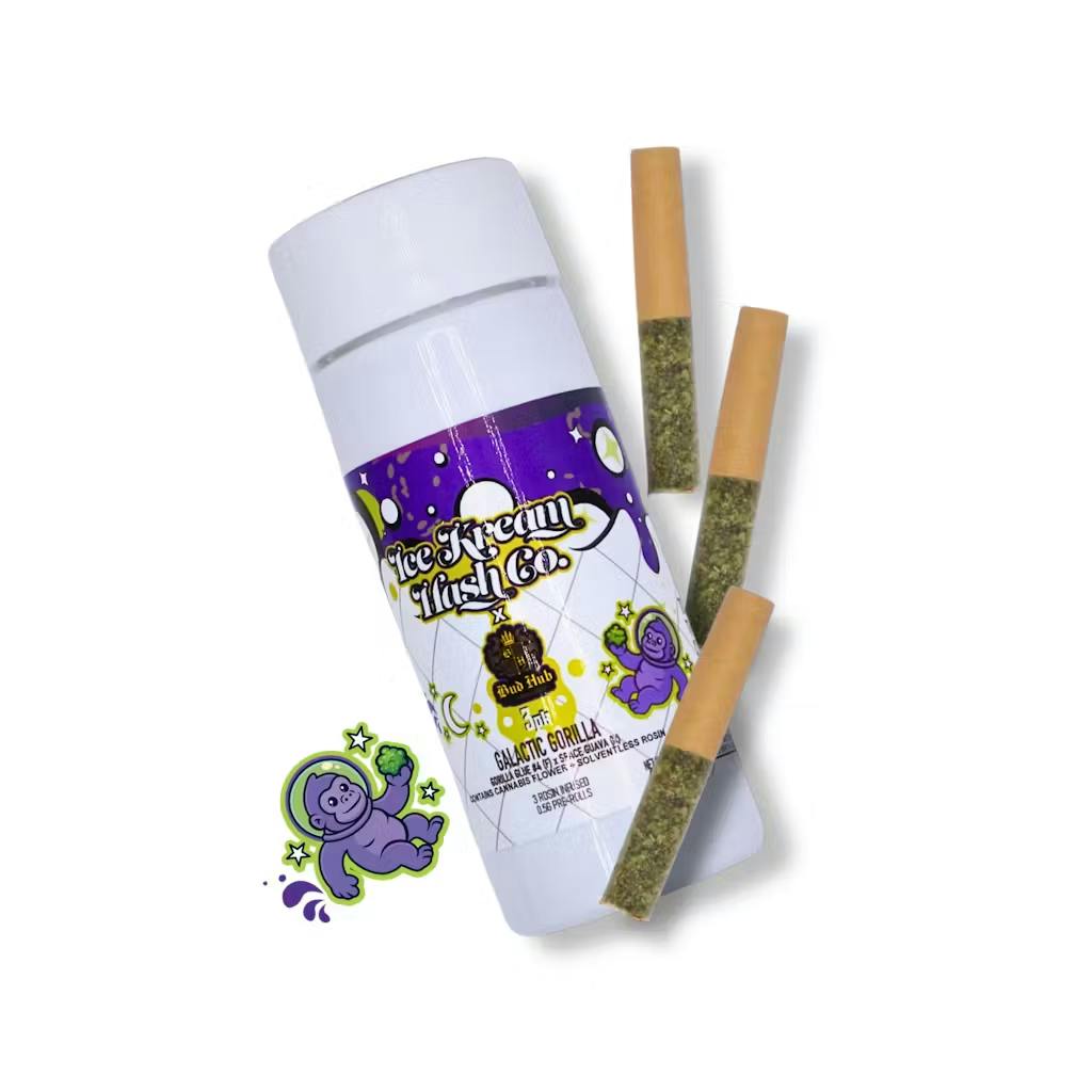 Ice Kream Hash - 3-Pack .5g Rosin Infused Prerolls - Galactic Gorilla