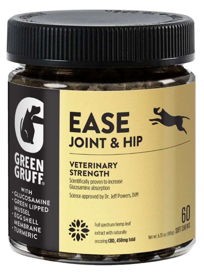 Green Gruff-Ease Plus CBD| Joint & Hip Dog Supplements 60ct