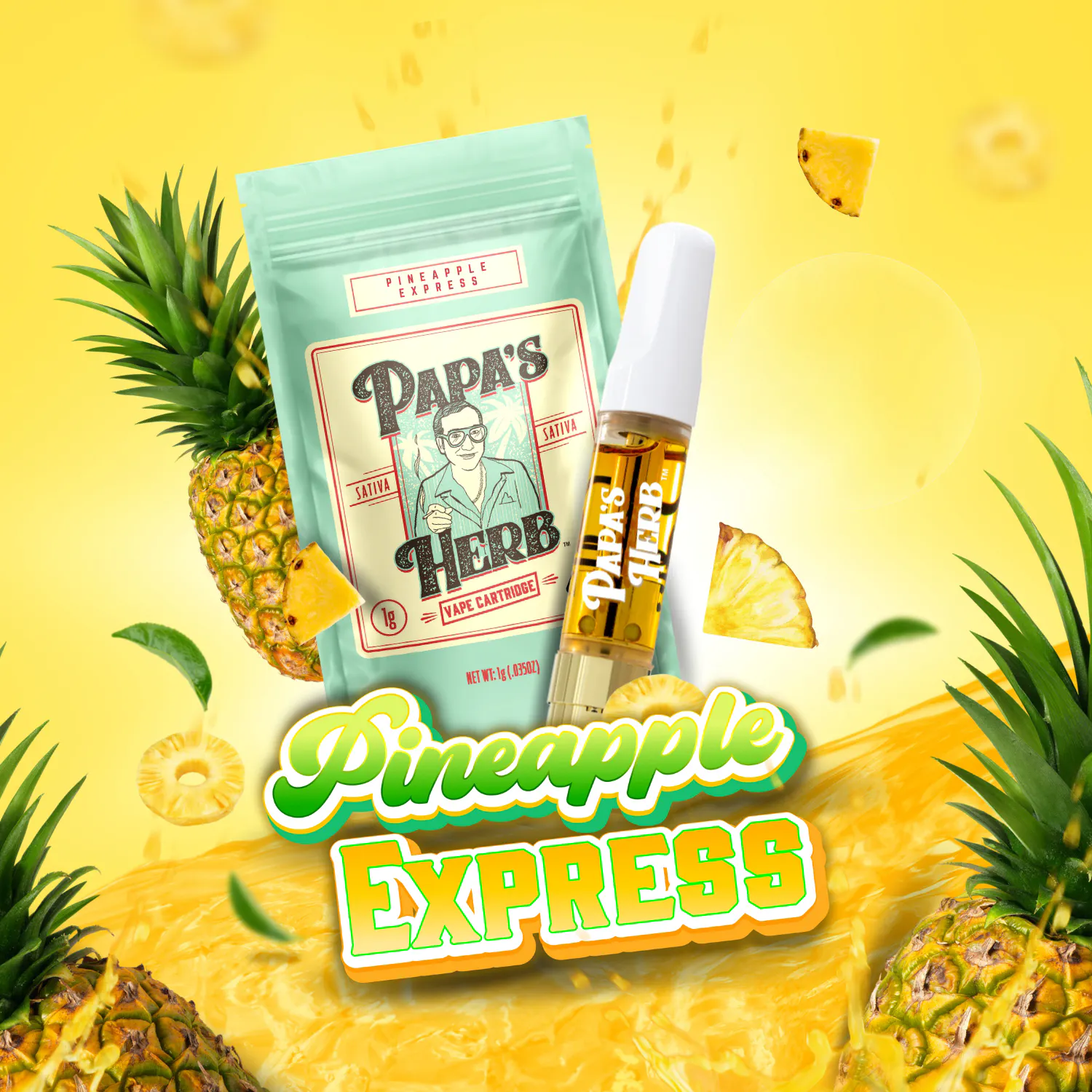Pineapple Express | Liquid Diamonds - 1g - Vape Cart | Peaches Garden