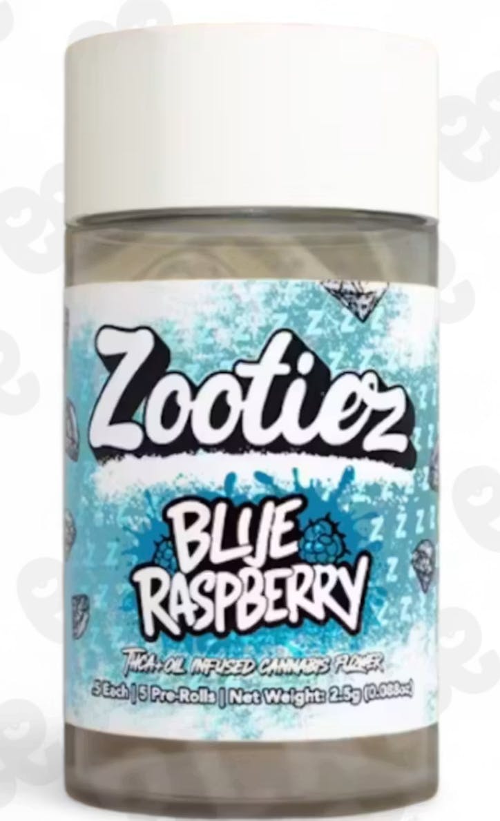 Zooties | Blue Raspberry | 2.5G (5 x 0.5G) Diamond Infused Pre-Rolls