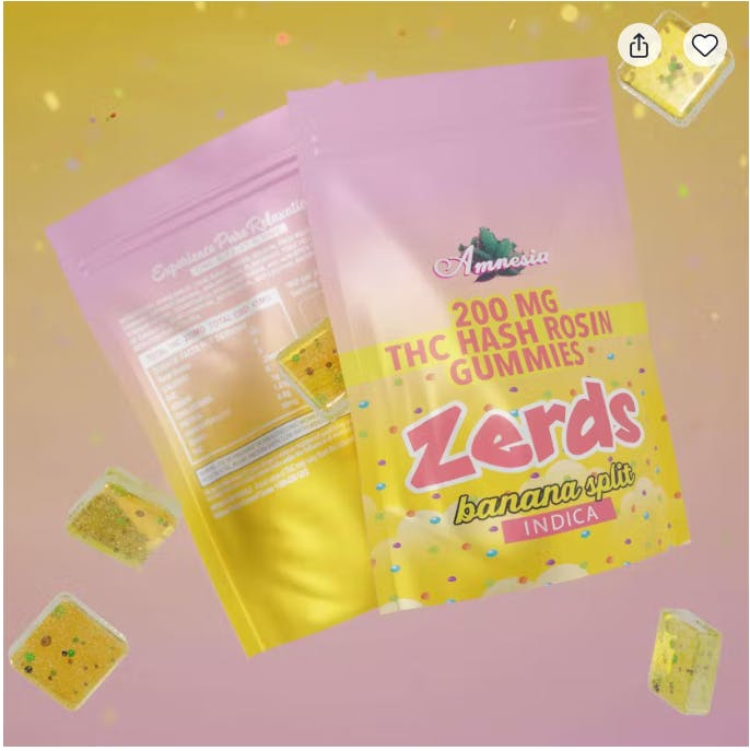 Amnesia - Zerdz Banana Split - 200mg Hash Rosin Gummies 5ct