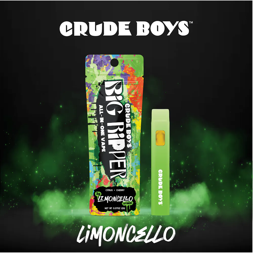 Crude Boys Limoncello (H) Disposable AIO Big Ripper | Vapes | 2g | Taunton,  MA