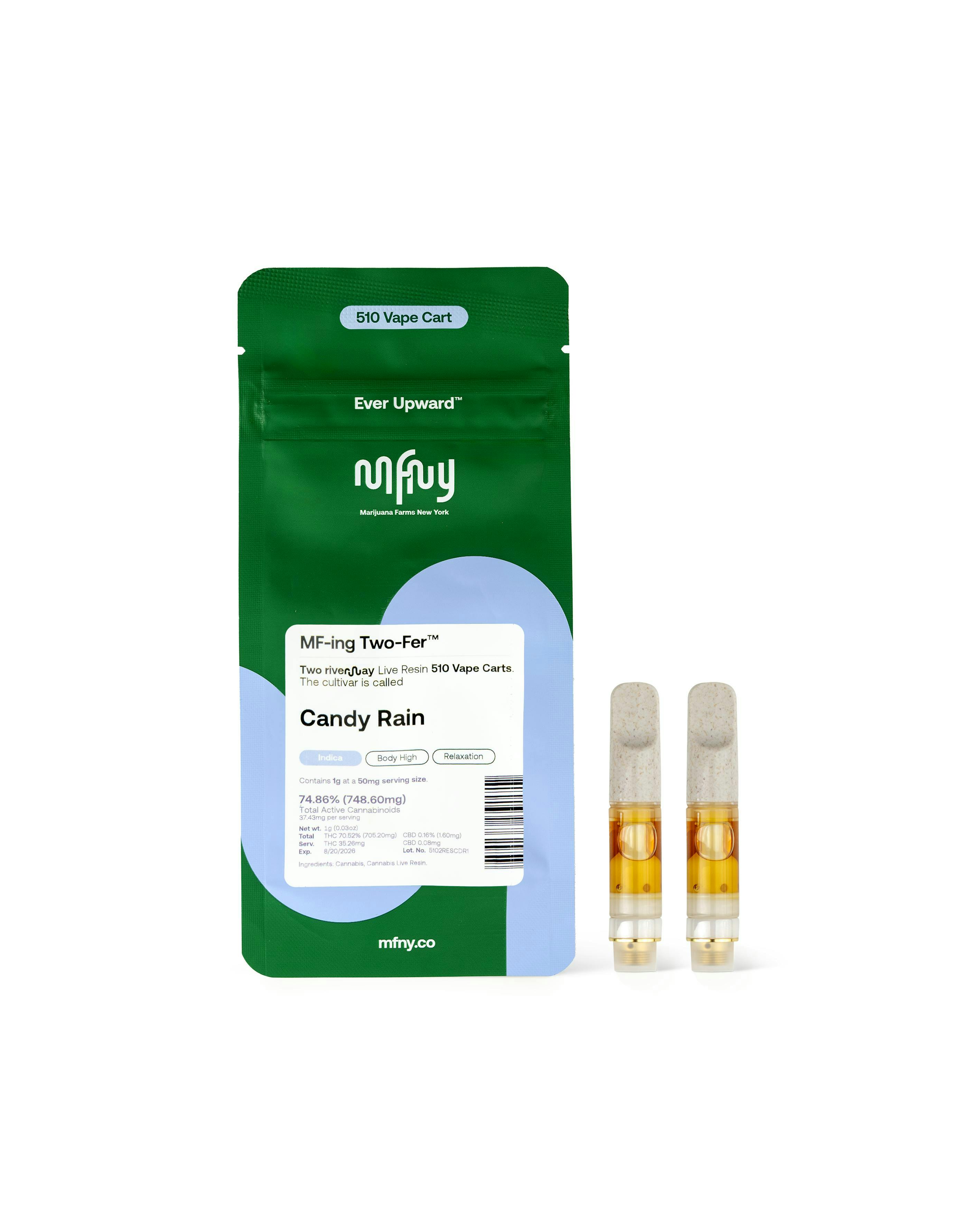 Cart | MFNY | Candy Rain | Live Resin 510 Cart | 2pk | 1g