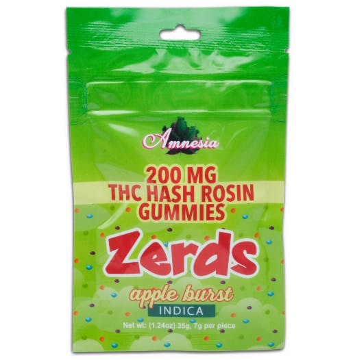 Product: AMNESIA | ZERDS APPLE BURST | HASH ROSIN GUMMIES | 5PK | INDICA