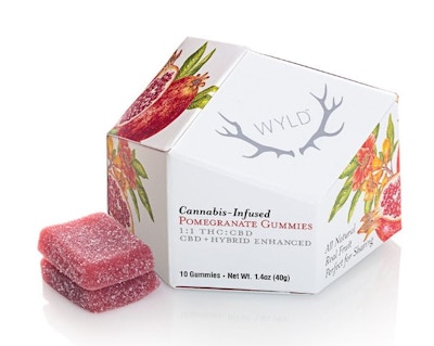 Product KR Wyld Hybrid Enhanced Gummy - Pomegranate 1:1 THC:CBD (100mg:100mg)