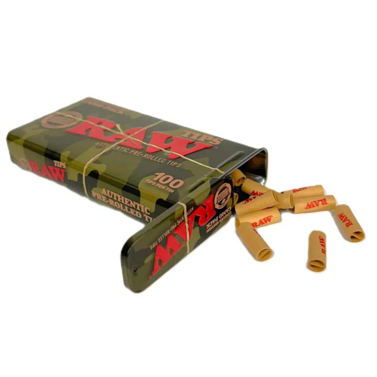 Raw Pre-rolled Tips 100pk Camo Tin N/A Accessories | RAW