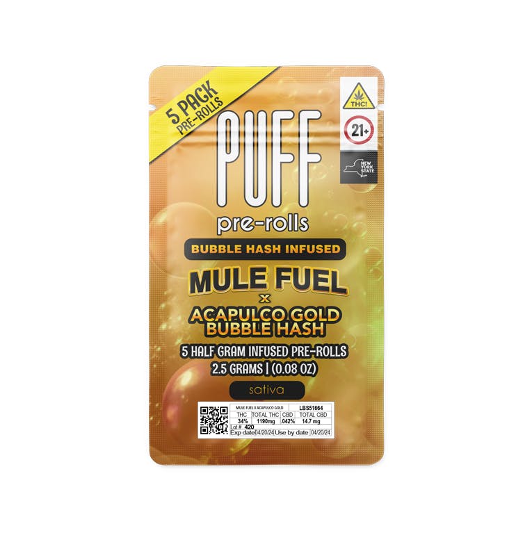 Mule Fuel X Acapulco Gold | Bubble Hash Infused Pre-Roll Pack (5pk x 0.5g)