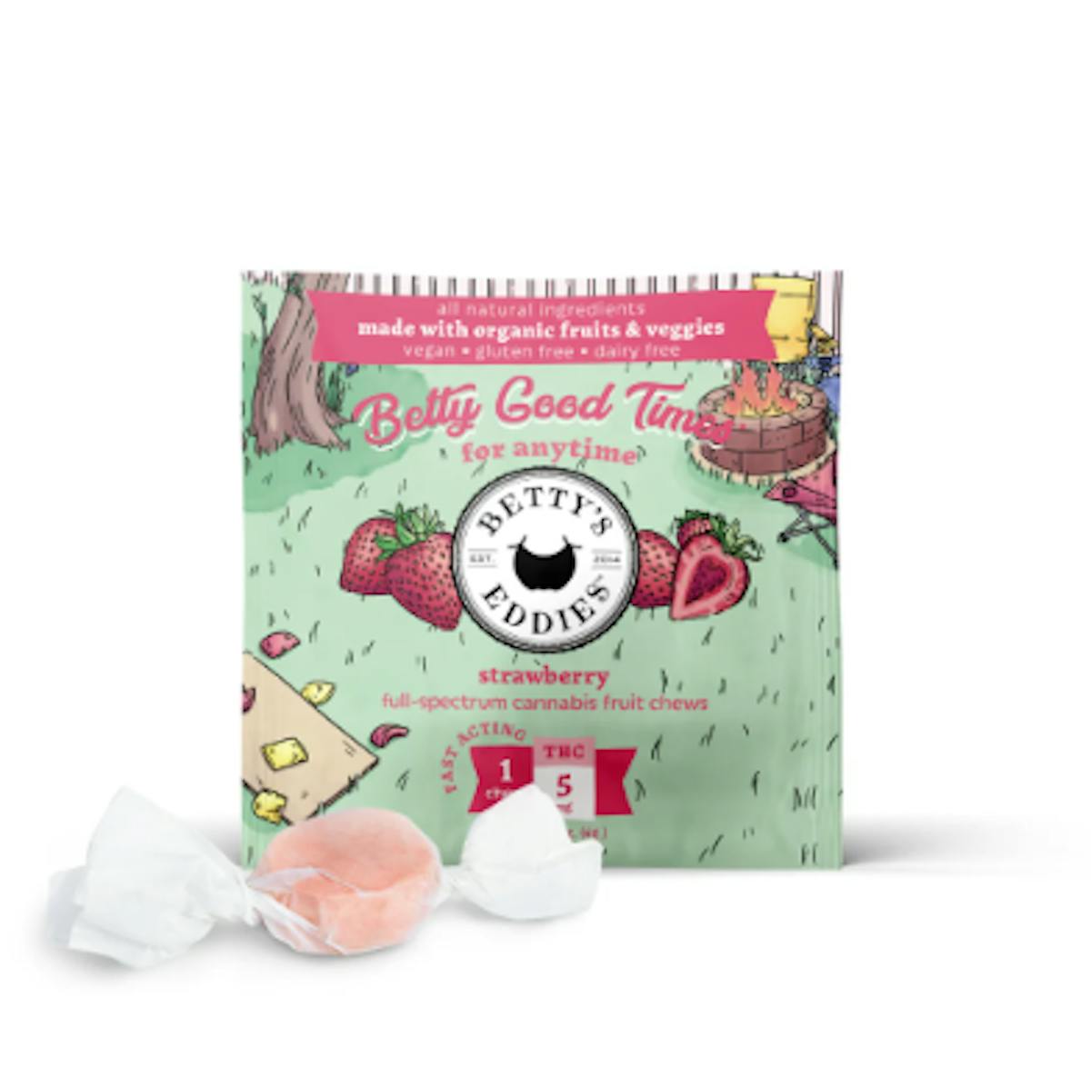 Photo of Betty’s Eddies Berry Good Times 5mg 1pk – Strawberry Chew