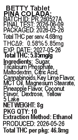 Pina Colada Chewable Tablets 10pk