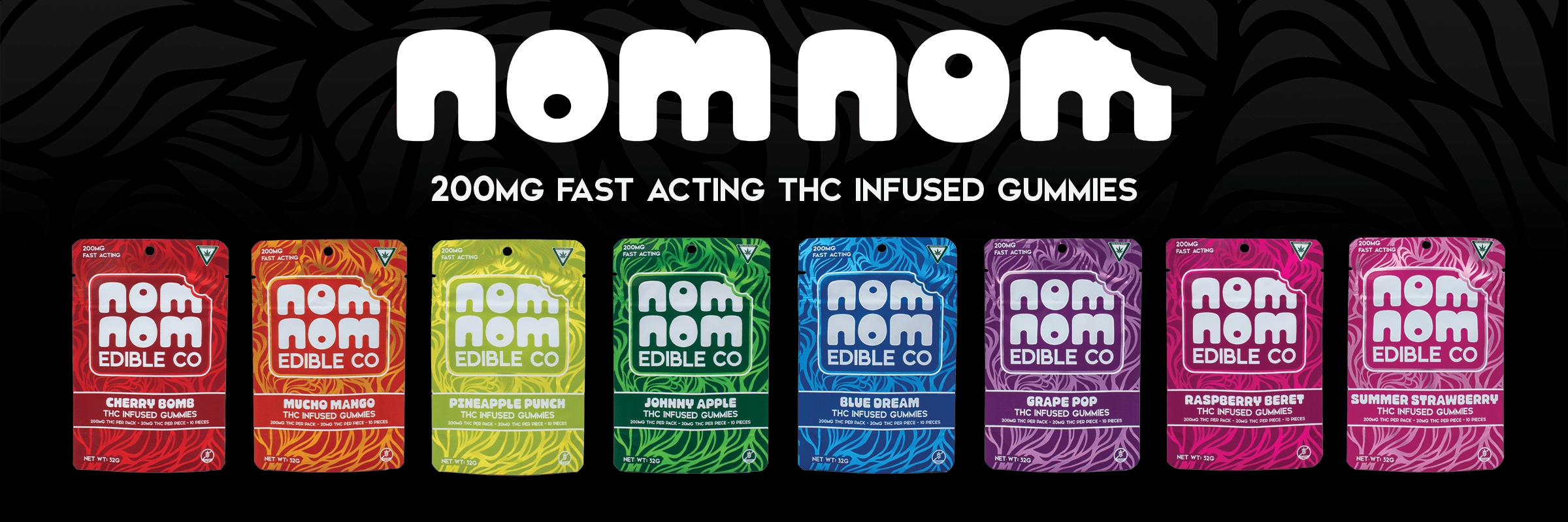 Nom Nom Edible Co THC Gummies available at Gramz Cannabis in Mt. Morris, Michigan
