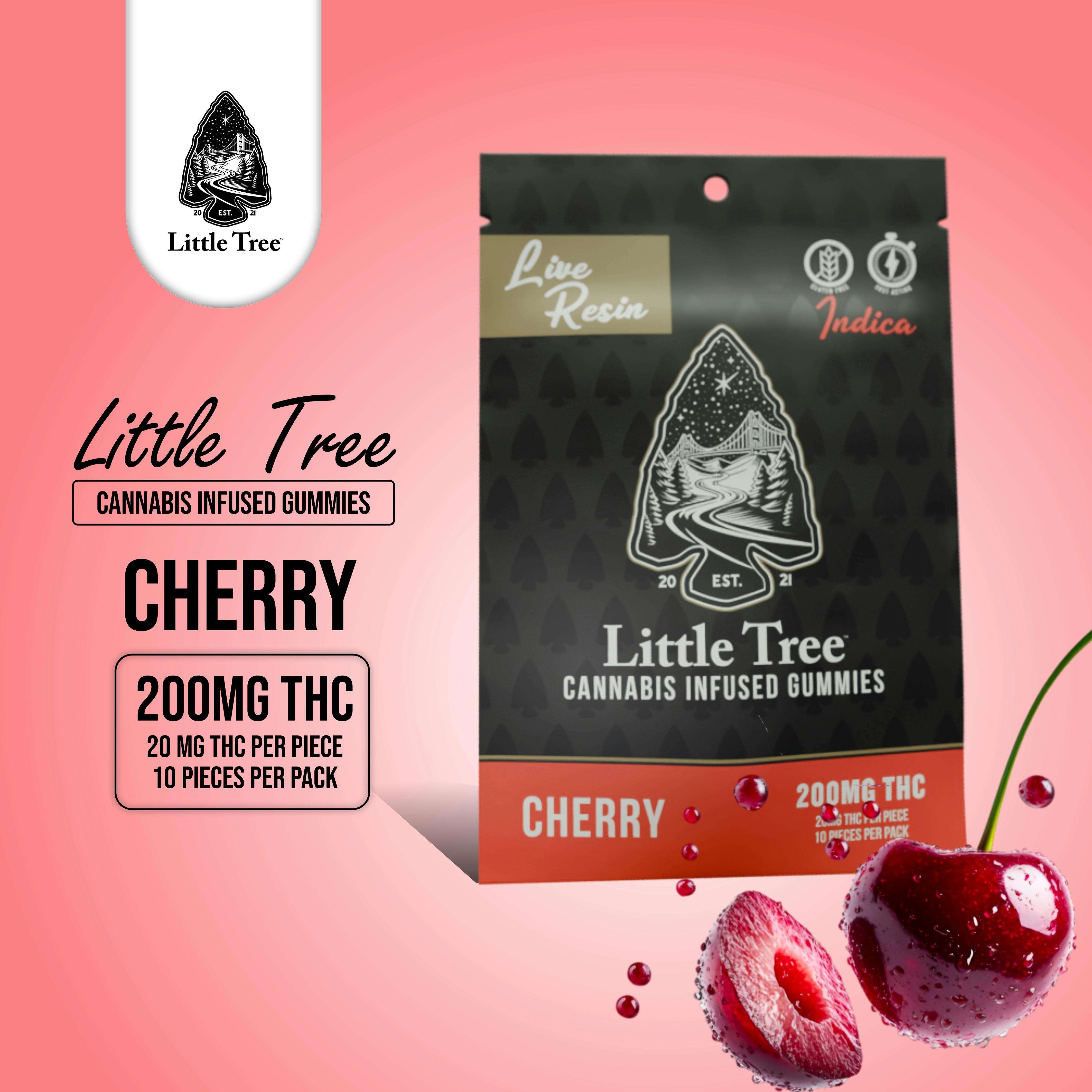 Product: Little Tree | Cherry | Infused Live Resin Gummies | 200mg | Indica