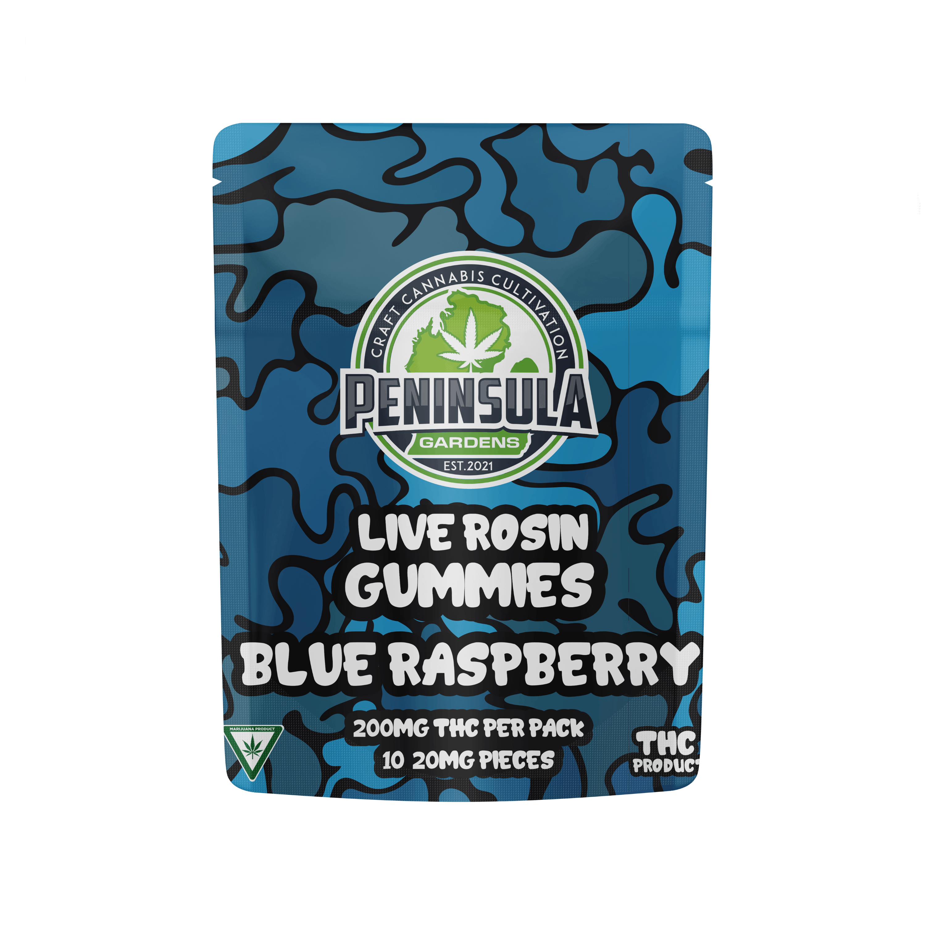 PENINSULA GARDENS | BLUE RASPBERRY - LIVE ROSIN GUMMIES | 200MG | HYBRID