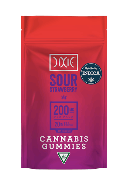 Dixie | Sour Strawberry Gummies (10 Piece) | 200mg*