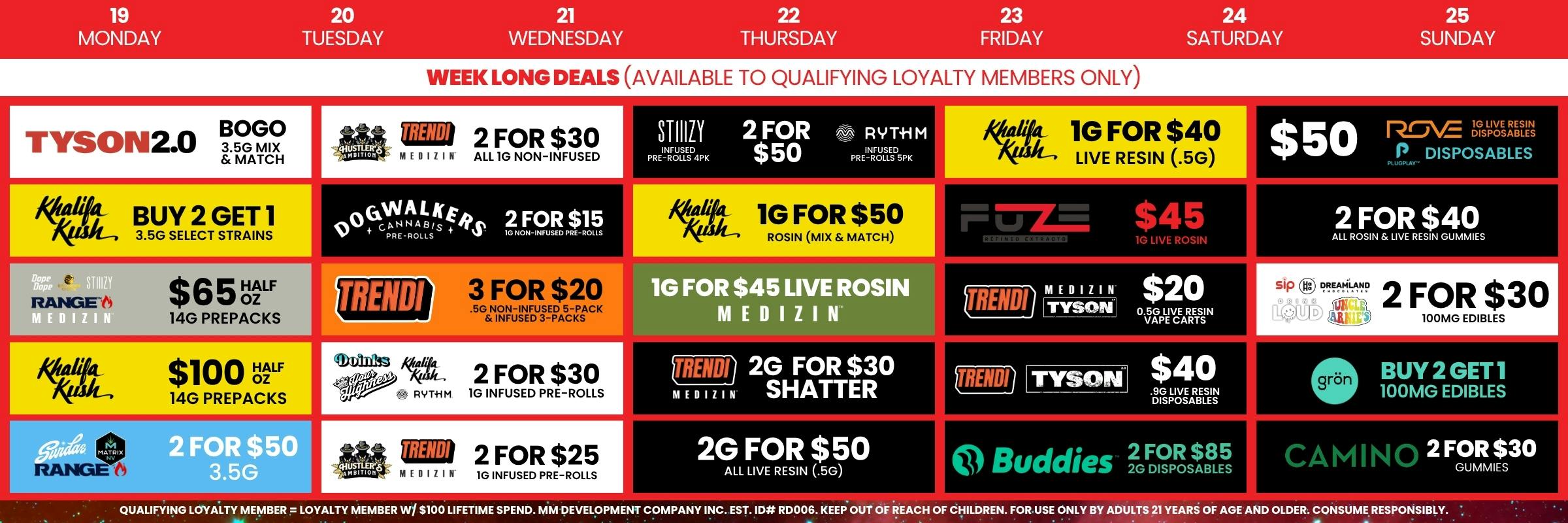 Planet 13 calendar deals 10-19 to 10-25
