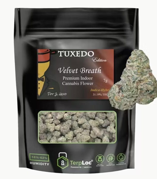 Velvet Breath Tuxedo Edition Flower | Indica Dominant | Pot & Head