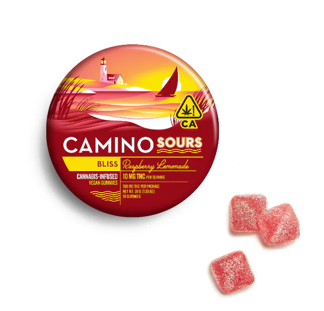 Kiva Camino Sours Gummies - Raspberry Lemonade 100mg at Harborside