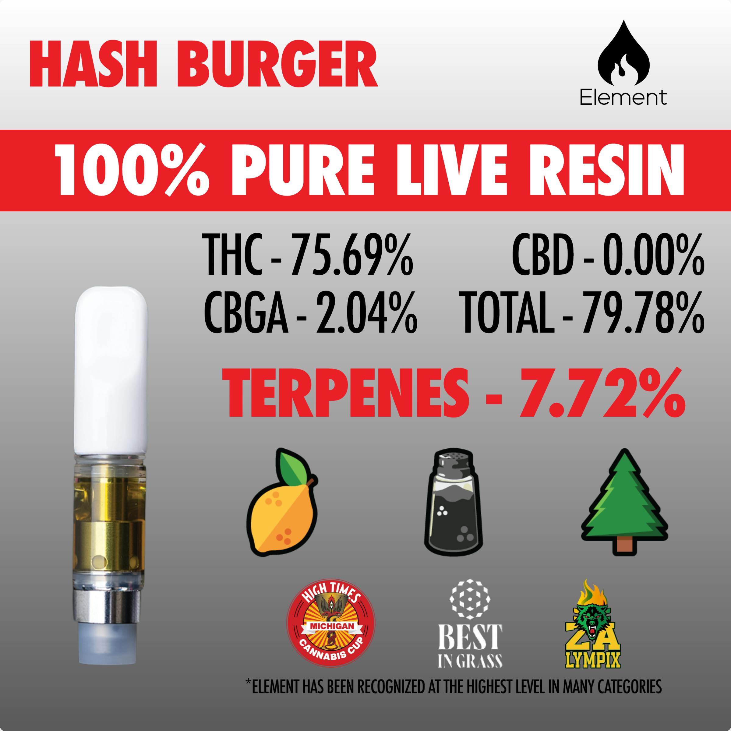 Element - 1g Pure Live Resin Cart - Hash Burger