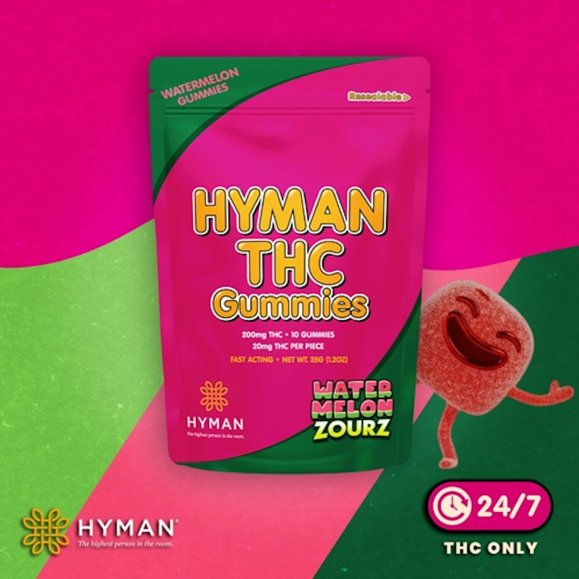 Hyman - Watermelon Zourz 200mg Fast Acting Gummies