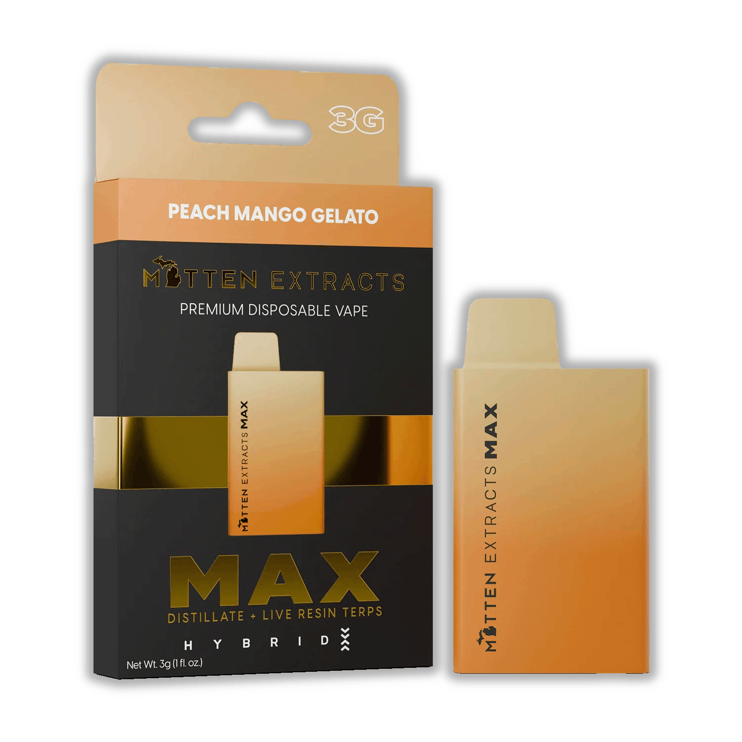 Product: Mitten Extracts | MAXX Disposable Vape - 3g - Peach Mango Gelato (Hybrid)