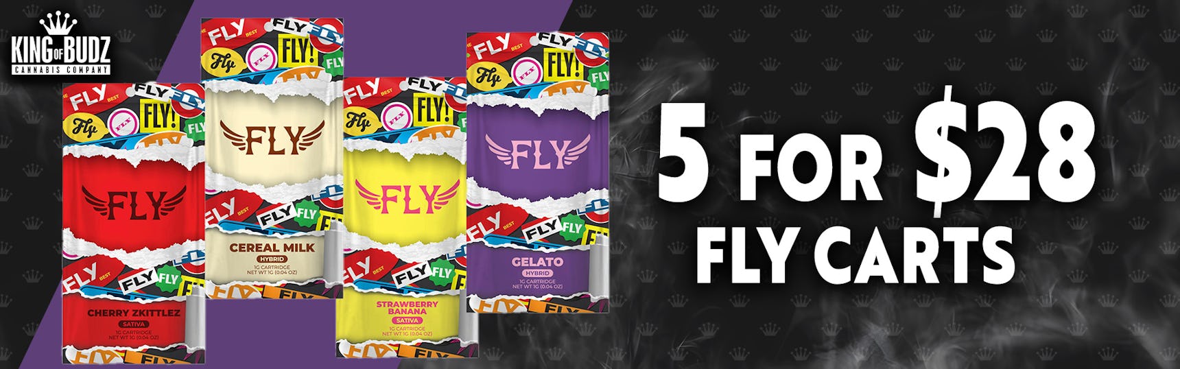 5 FOR $28 FLY 1G CARTS