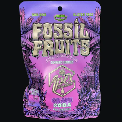 Fossil Fruits - 200mg Live Rosin Gummies - Grape Soda - EDIBLES by Apex Concentrates at King of Budz