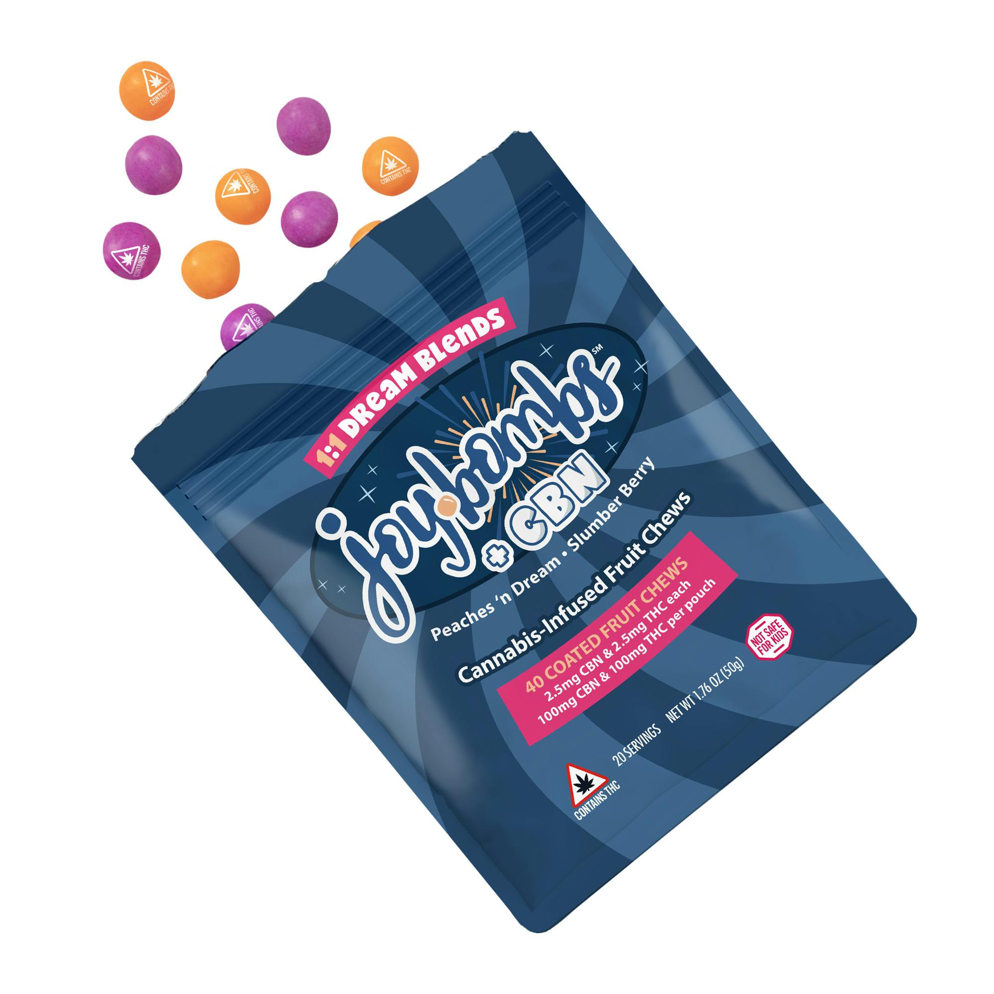 Photo of Joy Bombs + CBN 1:1 Dream Blends – 100mg THC (40pk / 2.5mg THC & 2.5mg CBN ea)