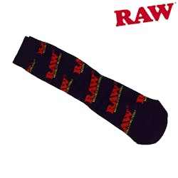 Raw Logo Print Socks - Black