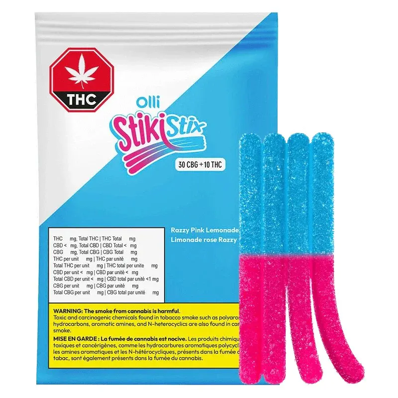 Olli StikiStix 3:1 Sour Razzy Pink Lemonade CBG/THC Soft Chews - 4