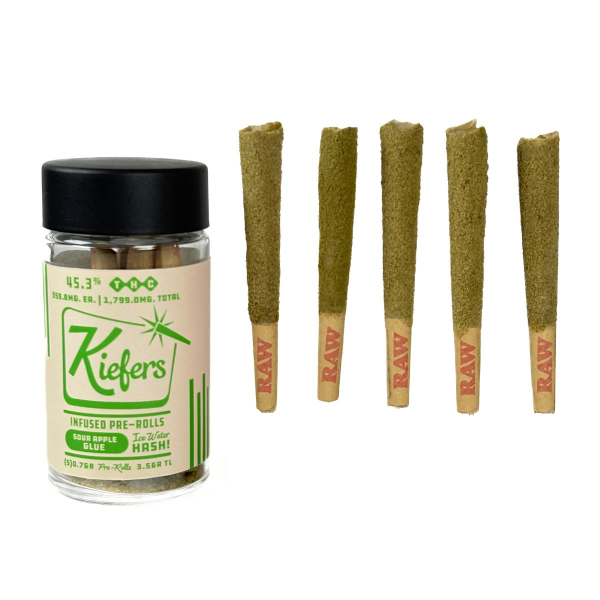 Image of Kiefers – Sour Apple Glue Infused Pre-roll 5 Pk